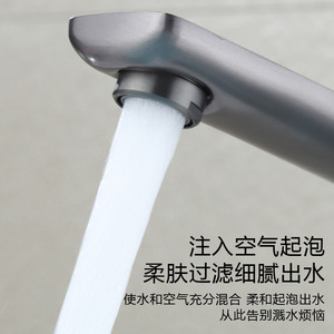 Grifo de lavabo de acero inoxidable con una sola manija, montado en el encimera, con válvula de cerámica para uso en lavabos y encimeras. - Product Image 4