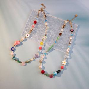 Yeni varış korkak takı Boho tarzı titanyum çelik gerdanlık kolye kadınlar için Coloful doğal boncuk kolye - Product Image 5