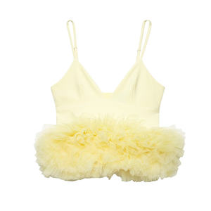 Zatrhmbm ग्रीष्मकालीन महिलाओं के कपड़े 2025 नए फैशन प्यूफ एह टुले टॉप रेट्रो सस्पेंजिंग वी-गर्दन आस्तीन वाली सुरुचिपूर्ण महिला बनियान टॉप - Product Image 1