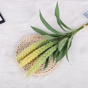 Ramo de Espigas de Mijo Artificiales, 3 Ramilletes, Amarillo Verde, Plástico PVC, Decoración del Hogar, Accesorios de Fotografía - Product Image 3