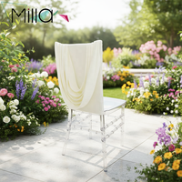 Housse de dossier de chaise en spandex froncée pour chaise Napoléon transparente en acrylique, chaise Chiavari, chaise de banquet