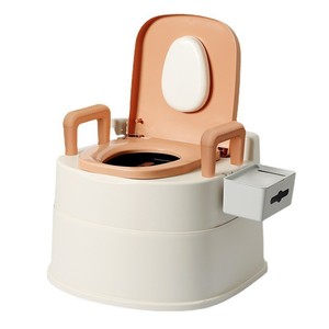 Toilette portable pour personnes âgées, chaise d'intérieur en plastique épaissi avec accoudoirs et boîte de rangement - Product Image 1