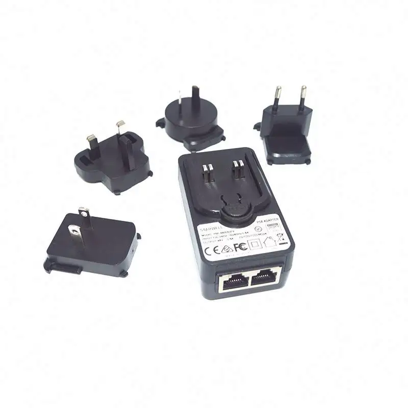 15w passive poe injector with interchangeable plugs and IEEE802.3af