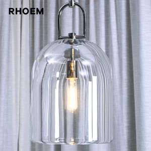 Luminaire suspendu RHOEM RH 5" 8" 10" en cristal artisanal et laiton massif, dimmable, certifié UL, 110V, hauteur réglable - Product Image 5