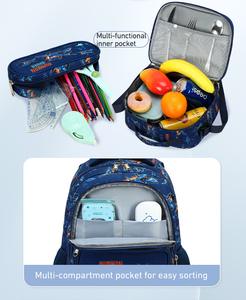 Sac à dos pour enfants Cusangel 16 pouces 3-en-1 avec impression avion marine, imperméable, avec sac à lunch et trousse à crayons pour garçons, sacs d'école - Product Image 4