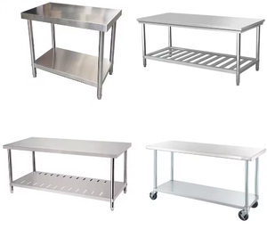 <span class=keywords><strong>Table</strong></span> de travail commerciale en acier inoxydable avec <span class=keywords><strong>roulettes</strong></span> pour cuisine - Product Image 6