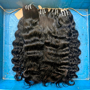 Extensions de cheveux vierges indiens Remy du Tamil Nadu, ondulés, double trame, 100g, toutes couleurs, prêts pour la permanente, logo personnalisé - Product Image 1