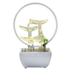 Fuente de agua de escritorio Quanfangyuan Lotus con anillo de luz LED 110-230V para decoración del hogar y la oficina - Product Image 5