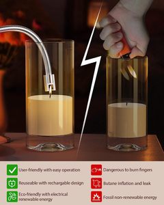 Briquets USB rechargeables sans flamme Briquet à bougie électrique à <span class=keywords><strong>arc</strong></span> avec affichage de batterie LED pour gril BBQ Camping - Product Image 3