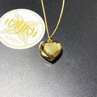 Collier pendentif en or jaune massif véritable 18 carats, forme cœur facetté, or pur Au750, bijoux pour femmes et filles