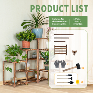 Multi-Tier 5-Layer <b>Standing</b> Type Wooden Plant Stand Rustic Corner Plant <b>Shelf</b> for Potted Flower Display Rack - Product Image 4
