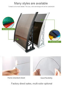 <span class=keywords><strong>Abri</strong></span> <span class=keywords><strong>de</strong></span> pluie <span class=keywords><strong>en</strong></span> polycarbonate pour fenêtre <span class=keywords><strong>de</strong></span> <span class=keywords><strong>jardin</strong></span>, prêt à être expédié, avec pare-soleil <span class=keywords><strong>en</strong></span> alliage d'aluminium, auvent - Product Image 6