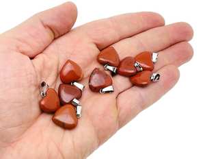 Colgante de corazón de jaspe rojo Mini piedras curativas de cristal Plata de Ley 925 Regalo de lujo chapado en oro y plata - Product Image 5