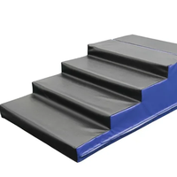 Tapis de gymnastique incliné et combiné avec marchepieds, rampe d'obstacles pour équilibre sur les mains avec escaliers, en PVC noir écologique, longueur 132 pouces