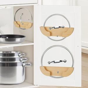 Support mural en bois pour couvercles de casseroles, organisateur de couvercles de cuisine rond à suspendre - Product Image 4