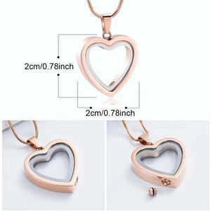 Collar de Cremación de Acero Inoxidable con Corazón de Cristal para Cenizas, Medallones Conmemorativos de Amor, Joyería Colgante de Urna para Mujeres y Hombres - Product Image 2