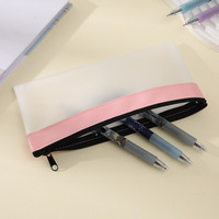 Étui à crayons transparent givré, sac de papeterie, grande capacité, portable, sac de rangement pour billets