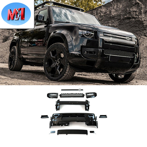 Para <span class=keywords><strong>Land</strong></span> <span class=keywords><strong>Rover</strong></span> <span class=keywords><strong>Defender</strong></span> 90 110 2022 2023 Kit de carrocería <span class=keywords><strong>modificado</strong></span> Rejilla de parachoques delantero y trasero negro Kit de carrocería negra - Product Image 5