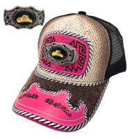 Gorra de béisbol unisex con logo 3D de metal estilo occidental, estampada en serigrafía, de mezclilla, lona, jersey y malla, a la moda para exteriores.