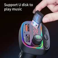 Xlintek C15 araba BT5.0 verici kablosuz Mp3 çalar Handsfree ses alıcısı ortam ışığı FM verici tip-c hızlı şarj