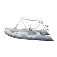 Bateau pneumatique semi-rigide CE RIB480 durable et léger en fibre de verre et PVC Hypalon, avec moteur hors-bord, pour la pêche, ensemble combiné bateau pneumatique semi-rigide et ponton gonflable