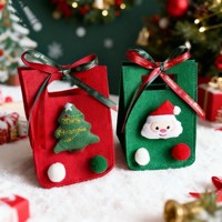 Neue Leichte Faltbare Handtasche mit Handschlaufe aus Filz für Kinder Weihnachtsabend Apfel-Süßigkeiten Souvenir Feiertagsgeschenk
