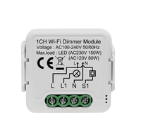 Module d'interrupteur intelligent Tuya WiFi Zigbee 3.0 1/2 gang 2 voies, variateur sans fil, commande vocale, compatible avec Alexa et Google