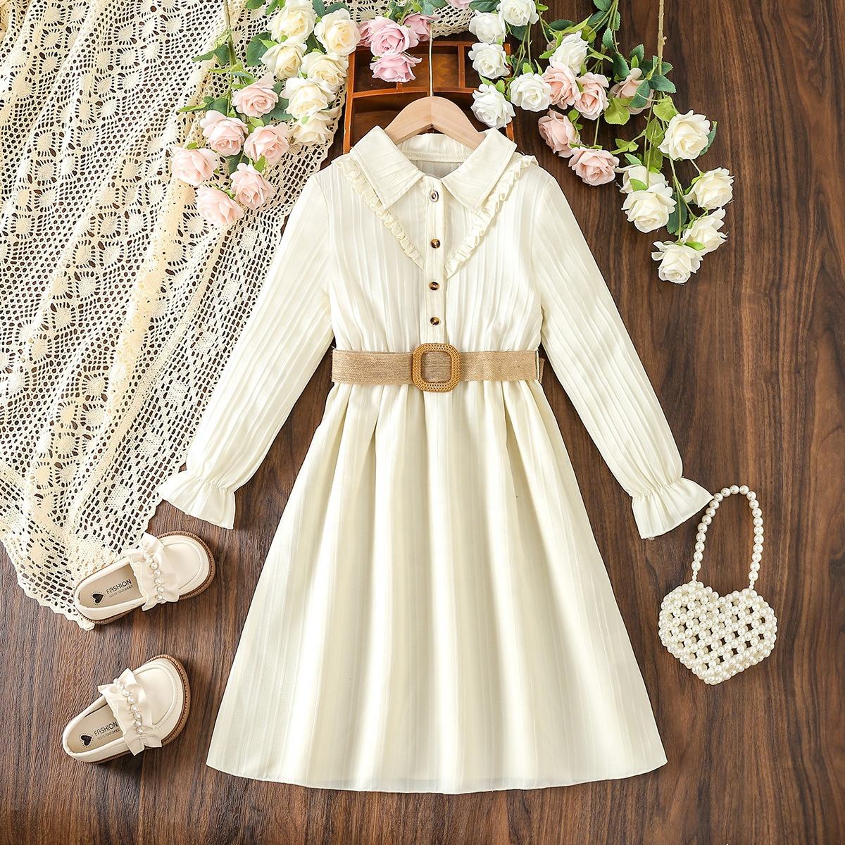 2024 Spring Teen Girls Long Dress Girls Long Sleeve Casual Party Dress, image size:1200x1200