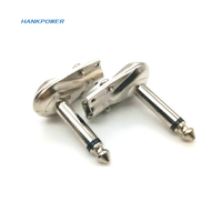 Lapisan nikel datar Mini, konektor Audio Jack 90 derajat 6.35mm 1/4 TS untuk kabel Patch gitar