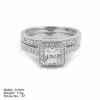 Ensemble de bagues empilables pour femmes en argent sterling 925 avec zircone cubique de 2,5 mm, demi-alliance de mariage pour la mariée