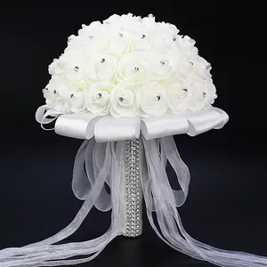 Novo Design De Alta Qualidade De Luxo Artificial Rosa Flores Nupcial Buquês De Casamento