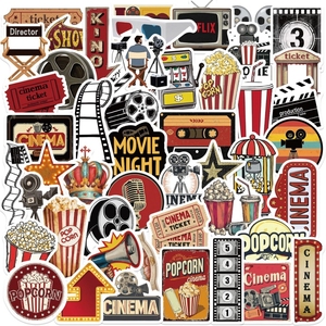 50 autocollants vintage sur le thème des films, autocollants esthétiques rétro pour adolescents et adultes, autocollants en vinyle imperméables - Product Image 1
