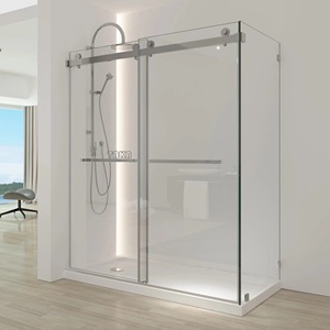 Porte coulissante en <span class=keywords><strong>verre</strong></span> trempé, produit <span class=keywords><strong>sur</strong></span> <span class=keywords><strong>mesure</strong></span>, de luxe, pour salle de <span class=keywords><strong>douche</strong></span> d'hôtel, complet - Product Image 1