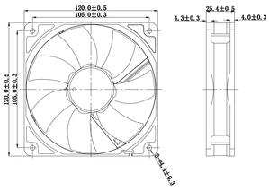 레드 윈드 120*120*25mm 높은 CFM 음소거 모터 냉장고 압축기 브러시리스 팬 플라스틱 태양열 인버터 OEM 전기 - Product Image 3