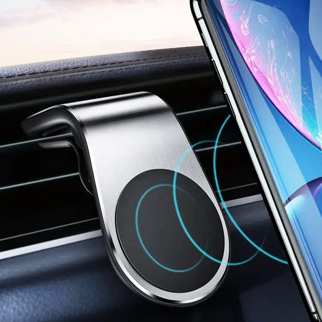 Premium 360 Rotating Anti-Shake Magnetic Phone Holder L-Shaped Vent Clip Strong Magnet Car Grip Soporte Para Celular Phone Strap