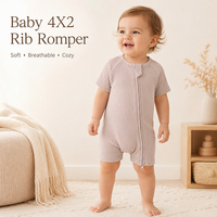 Grosir pengiriman cepat Romper pendek Bayi Romper pendek ritsleting polos Romper bayi lengan pendek