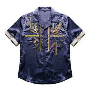 Camisa Vintage de Rayón de Manga Corta para <span class=keywords><strong>Hombre</strong></span>, Cuello Cubano Bordado, Estilo <span class=keywords><strong>Rockabilly</strong></span> de los Años 50 - Product Image 2