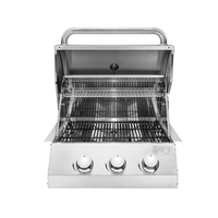 Barbecue à gaz multifonctionnel 3 brûleurs, robuste, encastrable, pour la maison, avec fumoir, grilles en fer, moderne, haut de gamme, grand modèle, four à pizza de table