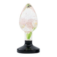 Plug anal en résine avec fleurs séchées et base en strass scintillants, 3 tailles S M L, jouet d'entraînement ergonomique pour adultes, vente en gros