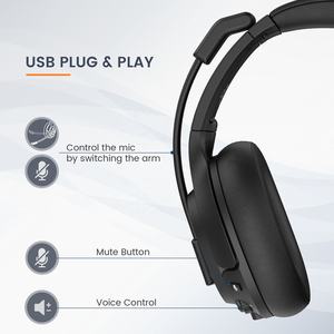 EKSA-auriculares <span class=keywords><strong>de</strong></span> oficina H2 con <span class=keywords><strong>Cable</strong></span>, cascos por encima <span class=keywords><strong>de</strong></span> la oreja con <span class=keywords><strong>Cable</strong></span> USB con micrófono <span class=keywords><strong>de</strong></span> cancelación <span class=keywords><strong>de</strong></span> ruido y llamada ENC - Product Image 4