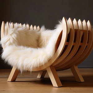 Nichoir pour chien en bois écologique personnalisé avec motif animal, forme semi-circulaire et fermeture à poussoir pour usage intérieur - Product Image 1