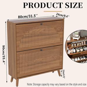 رف أحذية JMJ بتصميم عصري من الخيزران والراتان، رفان قابلان للطي، مصنوعان من خشب البتولا، سعة 14-19 زوجًا، متوفر بألوان وأحجام متعددة - Product Image 5