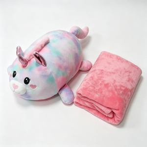 Peluche licorne personnalisée, peluche licorne tie-dye, ensemble couverture licorne, jouet licorne arc-en-ciel - Product Image 2