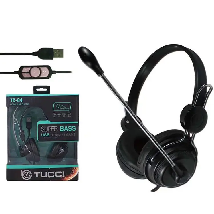 Q4 USB Wired Headset Bass Computer Earphone With Microphone Gaming Headphones Wholesale Price