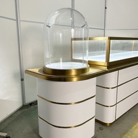 Ensemble de présentoirs à bijoux en or personnalisés Hangyi, vitrine à bijoux en acier inoxydable, éclairage LED, mobilier de boutique haut de gamme respectueux de l'environnement