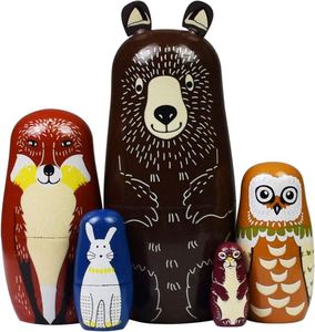 Poupées gigognes russes Matryoshka en bois, ensemble empilable, jouets faits à la main pour enfants, cadeau de Noël ou d'anniversaire - Product Image 1