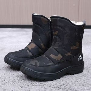 Winter <b>Men's</b> Snow <b>Boots</b> Black Zipper Mid-Heel Outdoor Hiking <b>Work</b> Wear Resistant Solid Color - Product Image 2