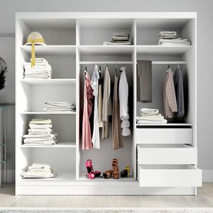 Armoire coulissante noire moderne SENYU avec panneau en verre, design minimaliste, gain de place, meubles de chambre à coucher - Product Image 3