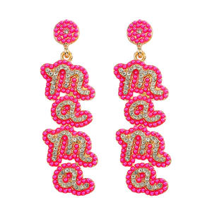 Boucles d'oreilles créatives en alliage avec lettres <span class=keywords><strong>MAMA</strong></span> incrustées de diamants, perles de riz, bijoux fantaisie pour la Fête des Mères - Product Image 5