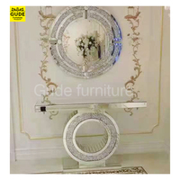 Tables consoles en verre miroir avec diamants écrasés scintillants de haute qualité